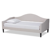 Baxton Studio Milligan Modern and Contemporary Beige Fabric Upholstered and Dark Brown Finished Wood Twin Size Daybed Baxton Studio restaurant furniture, hotel furniture, commercial furniture, wholesale bedroom furniture, wholesale twin, classic twin, classic daybed